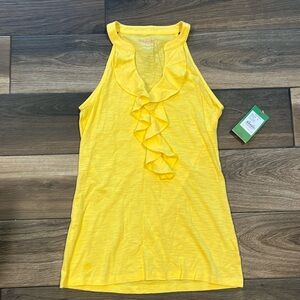 Lilly Pulitzer Yellow Ruffle Sleeveless T Shirt Size XS